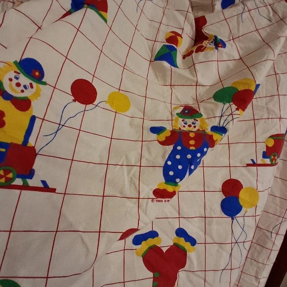 Vintage 80s Rainbow Circus‎ Clown Baby Crib Fitted Sheets EUC Lot Of 2